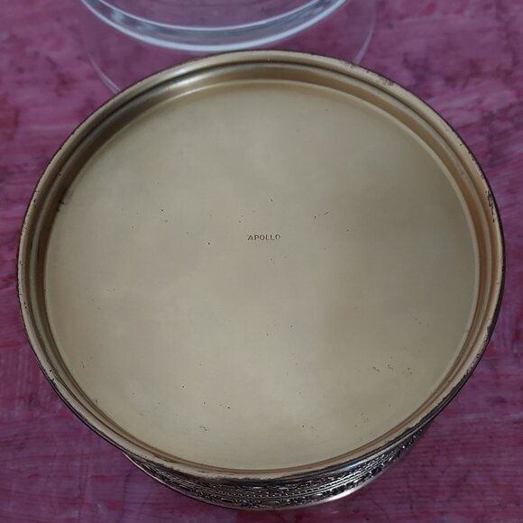 Vtg Apollo Gold Tone Metal Filigree Jewelry Box with Glass Top with Design - Picture 12 of 16